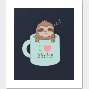 Kawaii cute I love sloths t-shirt Posters and Art